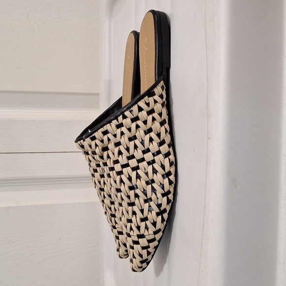 Anthropologie "Nisolo" go-to slip-on flats mules - woven leather - beige/black - Picture 3 of 11